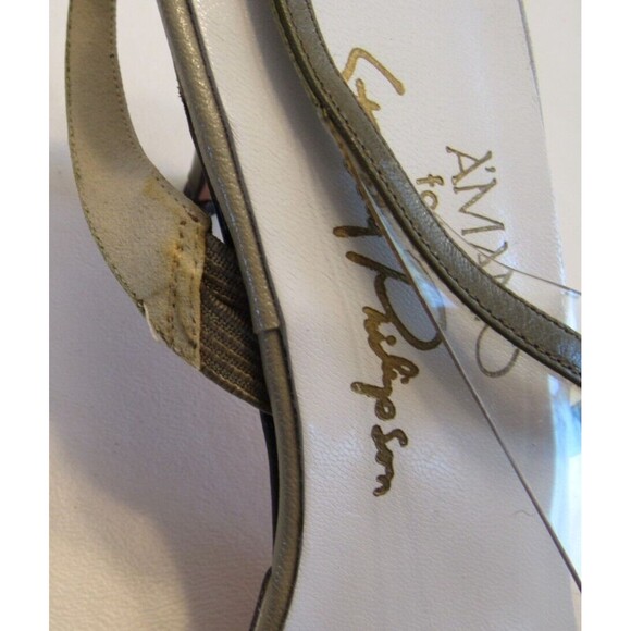 Vintage A'mano for Stanley Philipson Green Peep Toe Sling Back Heels Size 9N - Picture 8 of 10